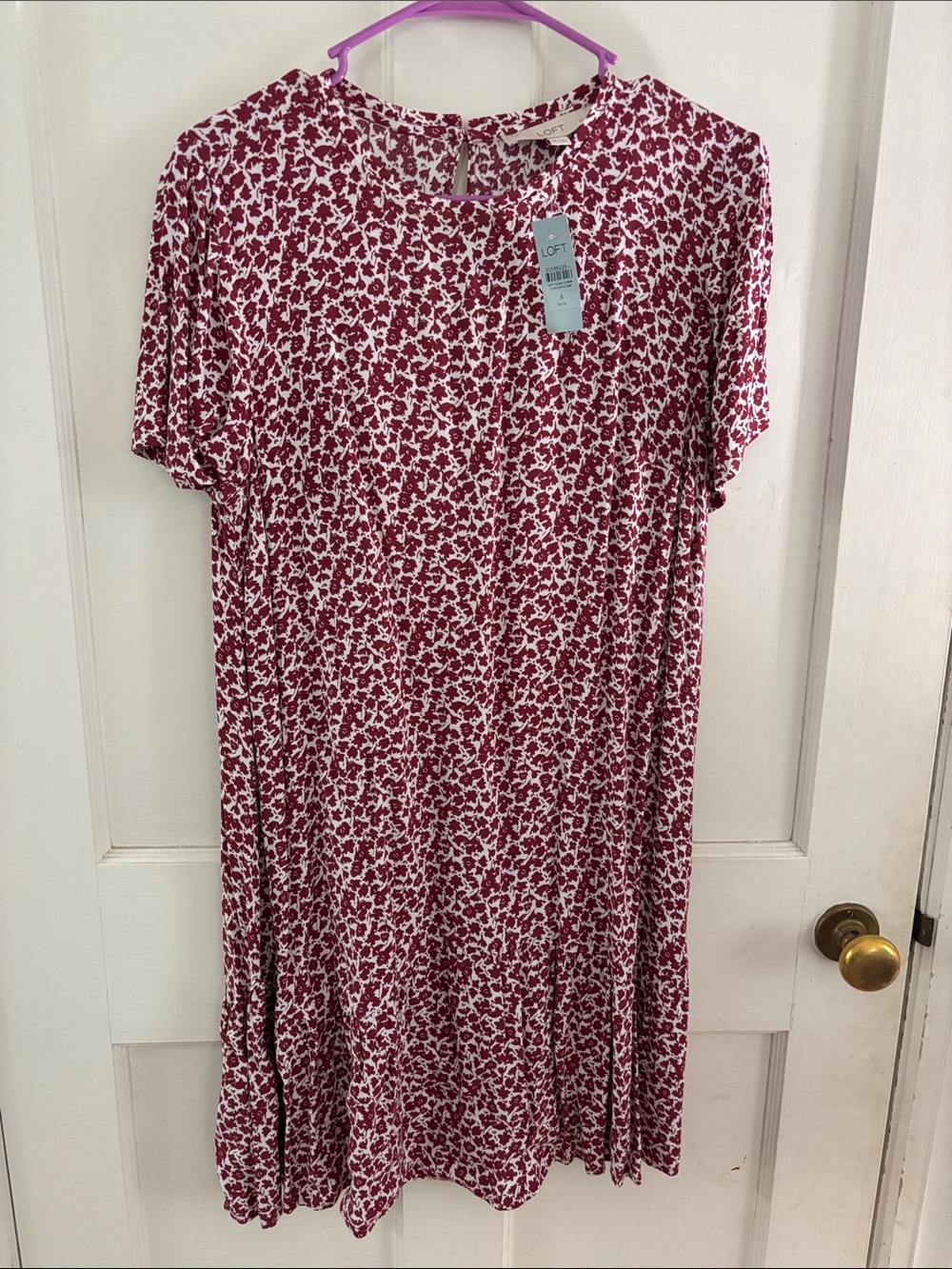 LOFT Raspberry Pink Floral Midi Dress